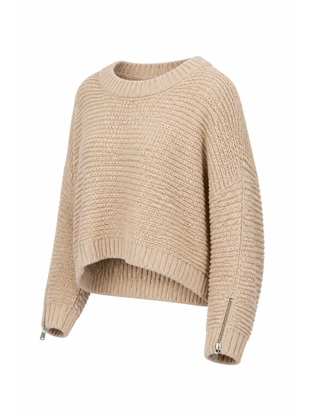 Cynthia Rowley Beige Knit Sweater with Zipper Detail, Size M